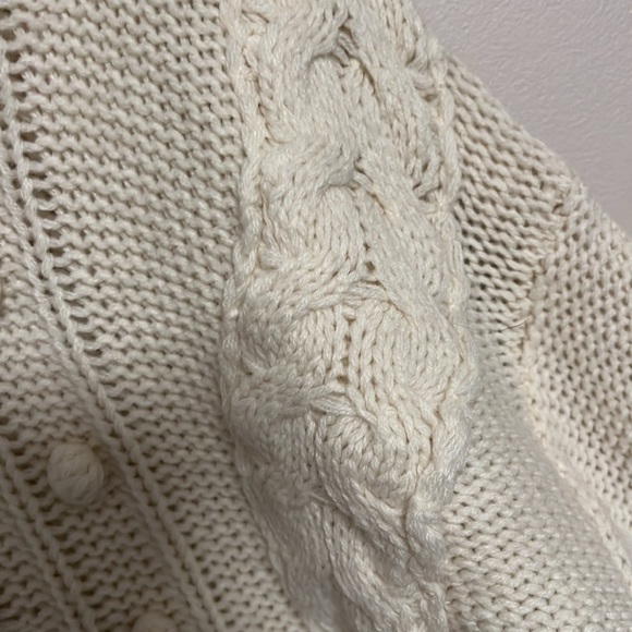 Nasty Gal Ivory M Chunky Cable Knit Fisherman Boho Chic Cottagecore Boxy Crop - Picture 4 of 14